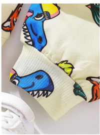 2pcs Baby Boy Cute And Comfortable Cartoon Animal Head Prints Hoodie And Knitted Pants Set 