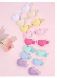 16pcs Macaron Hair Clips For Toddler Girls Adorable Candy Color Heart Shape Hairpins 