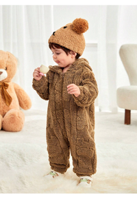Newborn Baby Boy/Girl Cozy Hooded Fleece Romper Suit