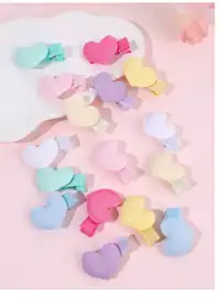 16pcs Macaron Hair Clips For Toddler Girls Adorable Candy Color Heart Shape Hairpins 