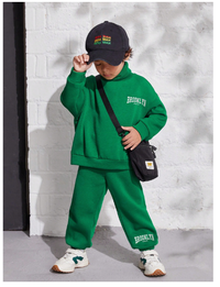 2pcs Young Boy Casual Korean Style Letter Embroidered Knitted Long Sleeve Sweater And Jogger