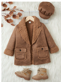 Young Boy Flap Pocket Teddy Lined Overcoat
