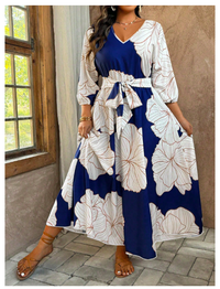 Sleeveless Digital Print Plus Size Dress Carousel 5