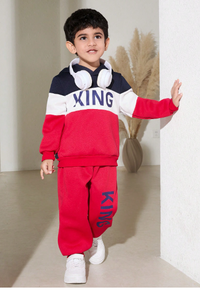 2pcs/Set Boys Casual Colorblock Letter Print Hoodie And Sweatpants Set For Autumn Carousel 5