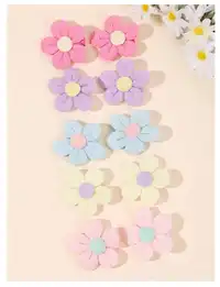 10pcs Macaron Floral Hair Clips For Girls,Adorable Colorful Flower Barrettes