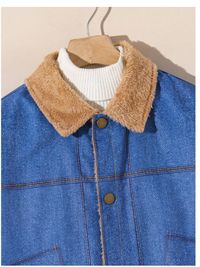 Boys Casual Denim Effect Thermal Lined Mid-Weight Warm Lapel Long Sleeve Woven Jacket Carousel 2