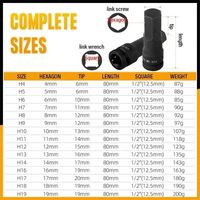1/2" Drive Hex Impact Bit Socket Set | Cr-Mo Steel | 8pc (H5-H19) or 10pc (H5-H19) | Pneumatic & Battery Tools Carousel 9