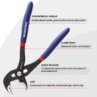 WORKPRO W031331AS Water Pump Pliers – Quick-Adjust Groove Joint, 7" & 10" Sizes Carousel 3