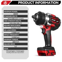 ONEVAN 2800Nm Brushless Impact Wrench | Tool Only | 18V/21V Compatible | 1/2" Drive | LED Light Carousel 2