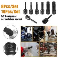 1/2" Drive Hex Impact Bit Socket Set | Cr-Mo Steel | 8pc (H5-H19) or 10pc (H5-H19) | Pneumatic & Battery Tools Carousel 3