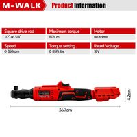 M-WALK 18V Cordless Brushless Ratchet Wrench – Right Angle, 80Nm, 1/2" & 3/8" Drive Carousel 5