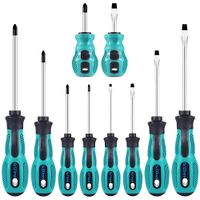 10pc Magnetic Screwdriver Set – Chrome Vanadium Phillips & Flat Head with Non-Slip Handle Carousel 6