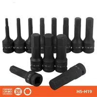 1/2" Drive Hex Impact Bit Socket Set | Cr-Mo Steel | 8pc (H5-H19) or 10pc (H5-H19) | Pneumatic & Battery Tools Carousel 1