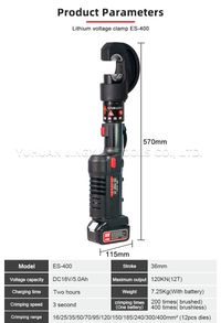 Electric Hydraulic Crimping Tool Kit | 12 Dies | 6T & 12T Models | 6AWG–800MCM Carousel 12