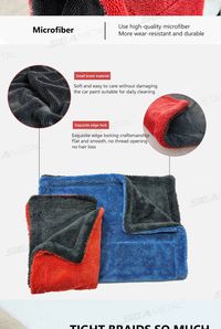 SEAMETAL 1200GSM Microfiber Car Detailing Towel | Ultra-Soft Scratch-Free | 3 Sizes | Gray, Red & Blue Carousel 10