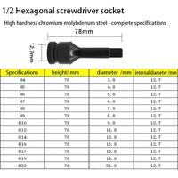 1/2" Drive Hex Impact Bit Socket Set | Cr-Mo Steel | 8pc (H5-H19) or 10pc (H5-H19) | Pneumatic & Battery Tools Carousel 10