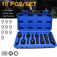 1/2" Drive Hex Impact Bit Socket Set | Cr-Mo Steel | 8pc (H5-H19) or 10pc (H5-H19) | Pneumatic & Battery Tools Carousel 20
