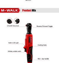 M-WALK 18V Cordless Brushless Ratchet Wrench – Right Angle, 80Nm, 1/2" & 3/8" Drive Carousel 9