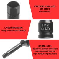 1/2" Drive Hex Impact Bit Socket Set | Cr-Mo Steel | 8pc (H5-H19) or 10pc (H5-H19) | Pneumatic & Battery Tools Carousel 16