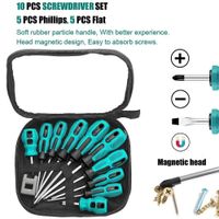 10pc Magnetic Screwdriver Set – Chrome Vanadium Phillips & Flat Head with Non-Slip Handle Carousel 10
